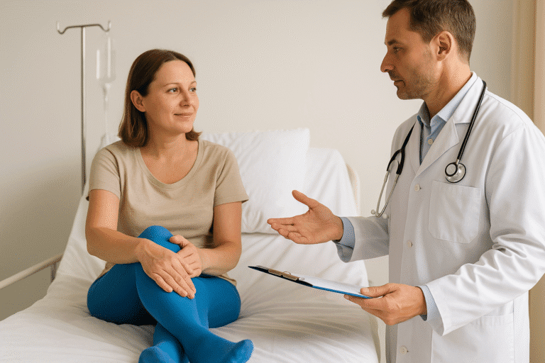 femme qui porte bas de contention